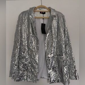 NWT Fun Silver Sequin Blazer!